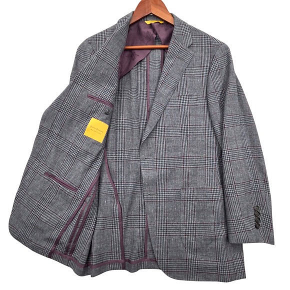 Hickey Freeman X Ermenegildo Zegna Weightless Blazer 40S Glen Plaid Wool Blend